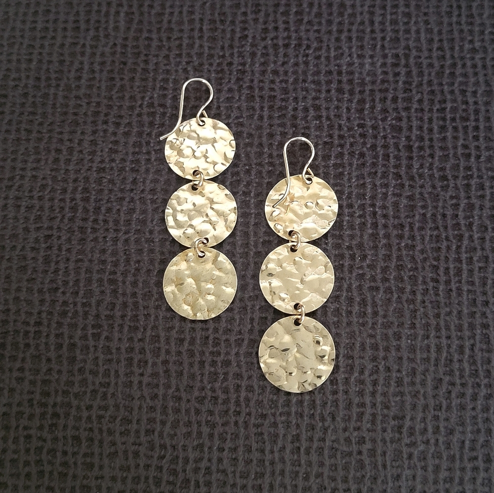✨️HP✨️ Gold💛 Filled Hammered🔨 Triple3️⃣ Disc📀 Earrings